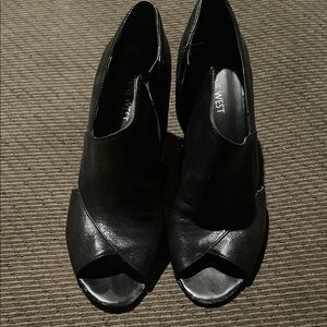 Nine West Black Peep-Toe Heels